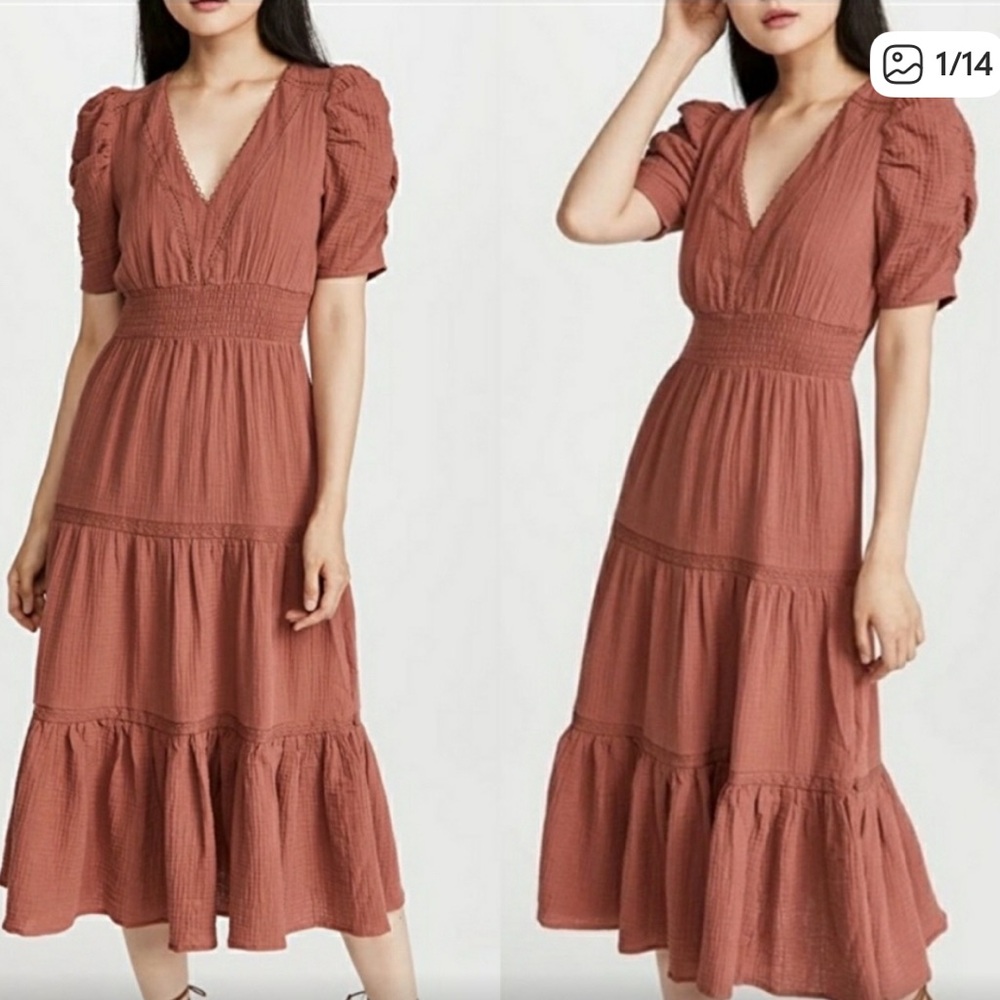 Elegant Rust Midi Dress,